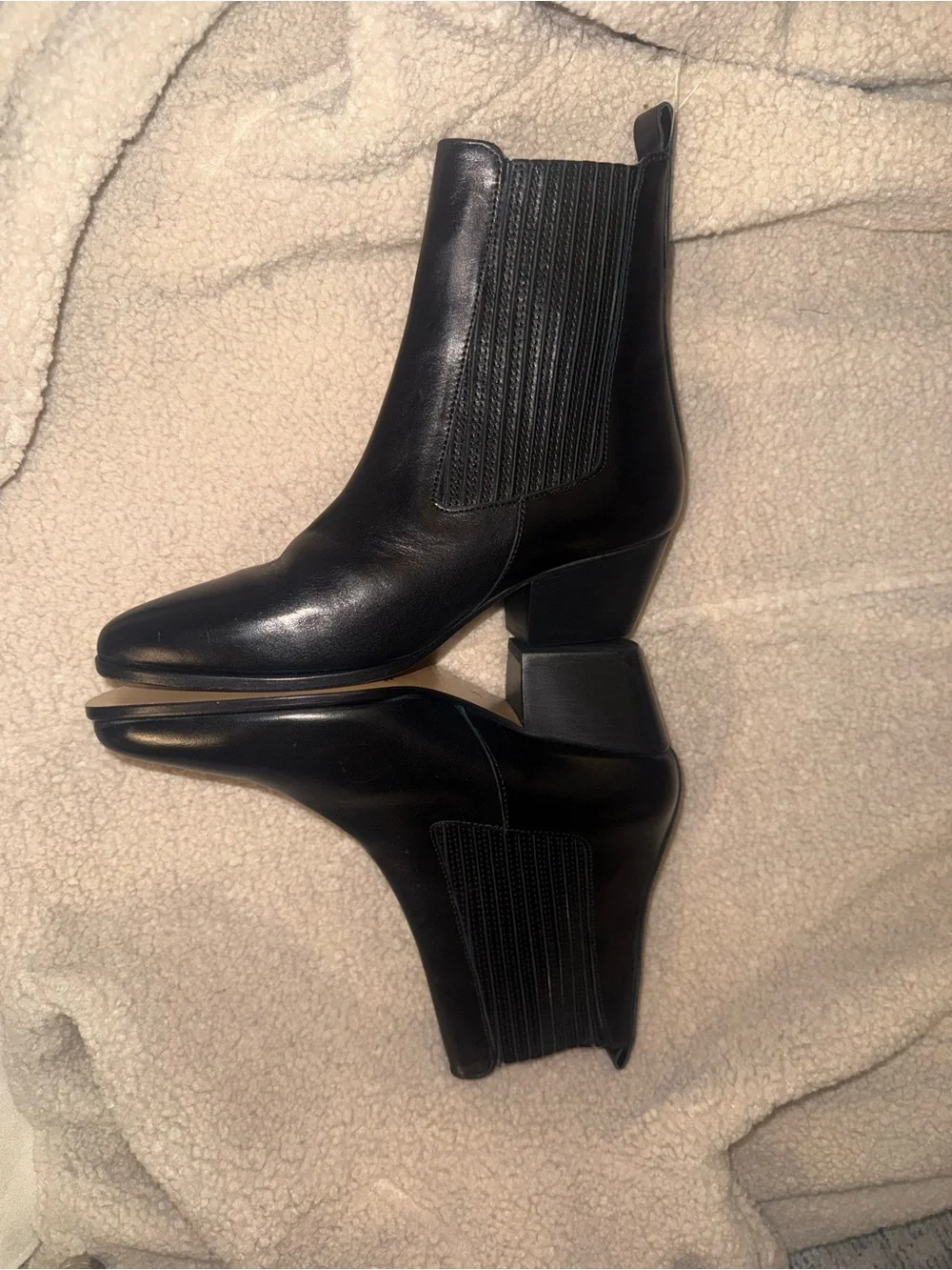Sandro Black Leather Pointed Chelsea Ankle Boots